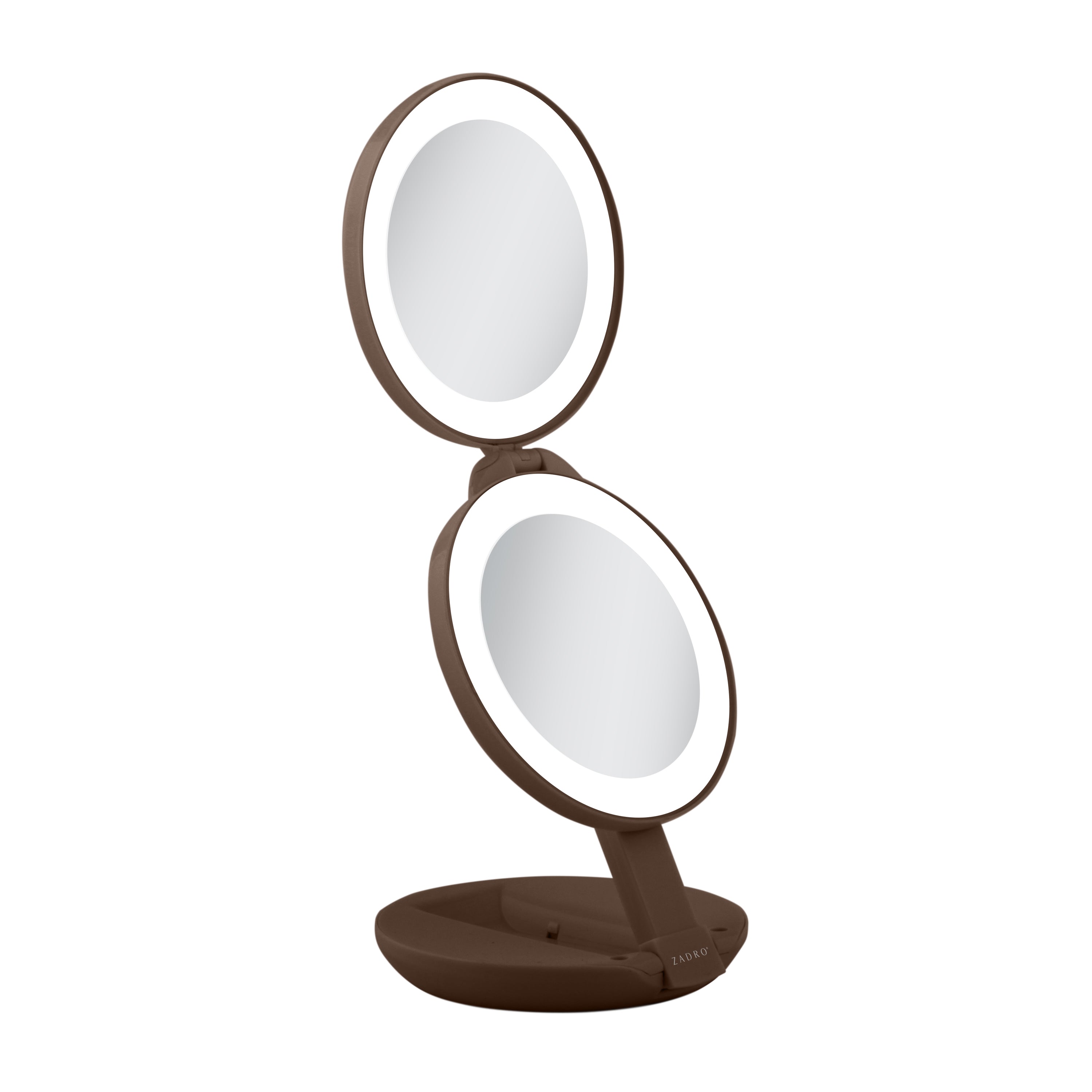 Zadro - Compact Lighted Travel Mirror with 10X/1X Magnifications and LED Illumination - Chocolate