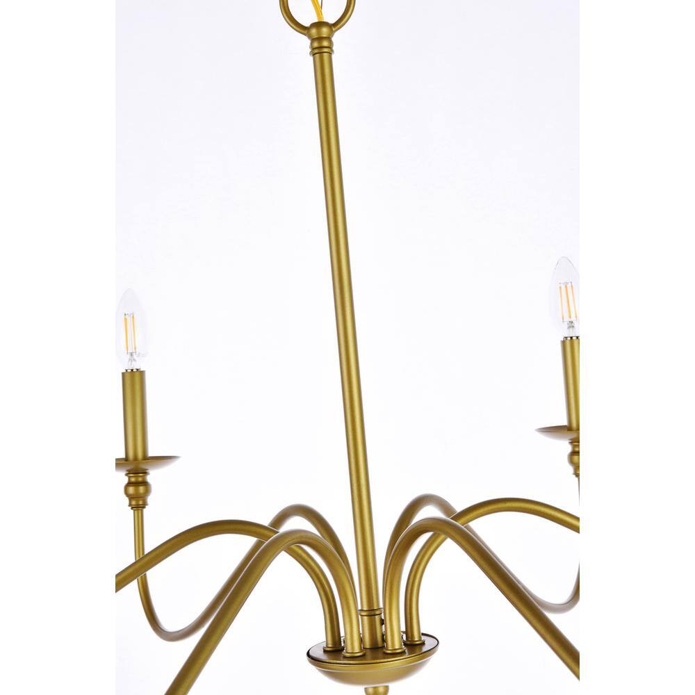 Alt View 1. Living District - Rohan 6 lights brass chandelier - Brass.