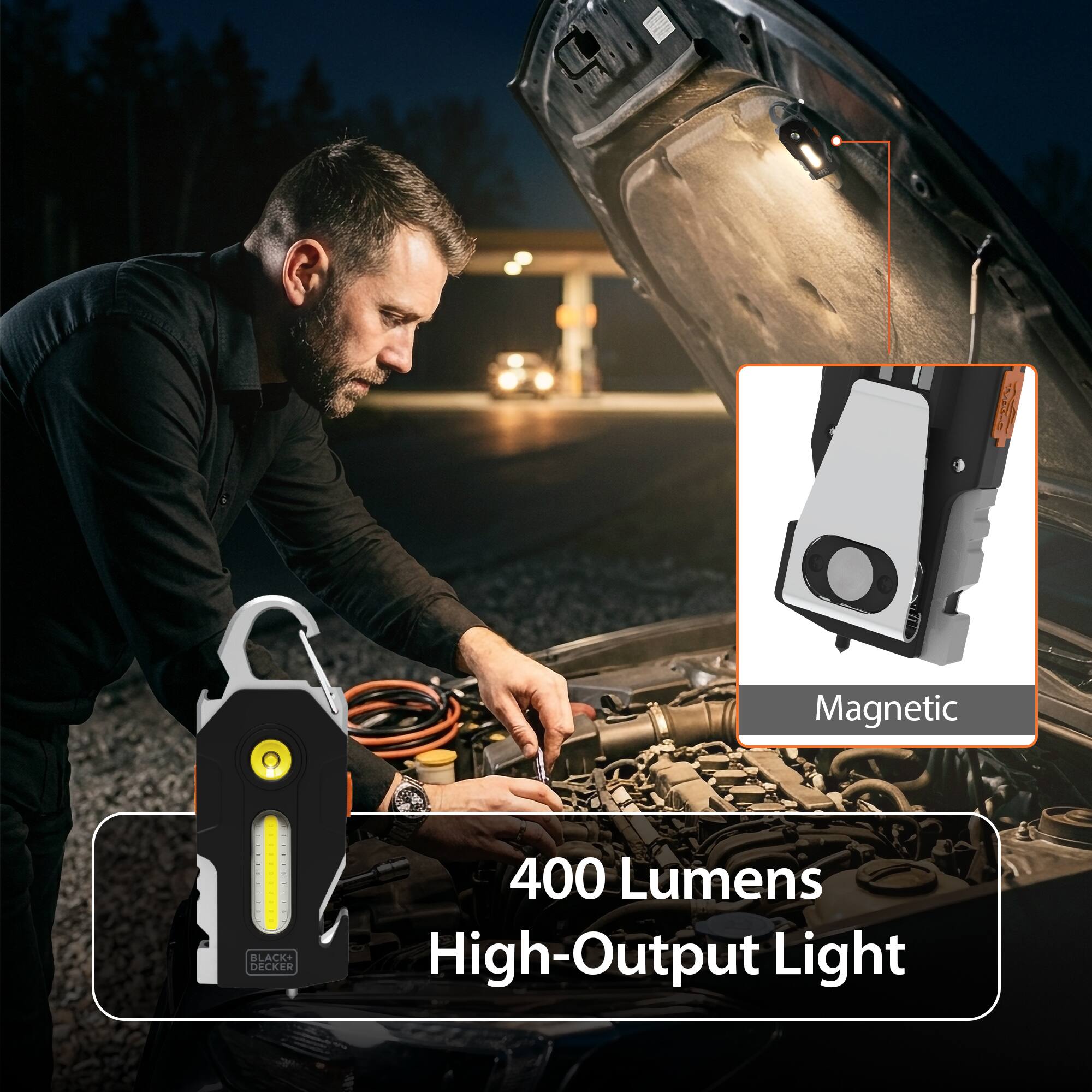 TUZO  
Magnetic  
BLACK+DECKER  
400 Lumens High-Output Light