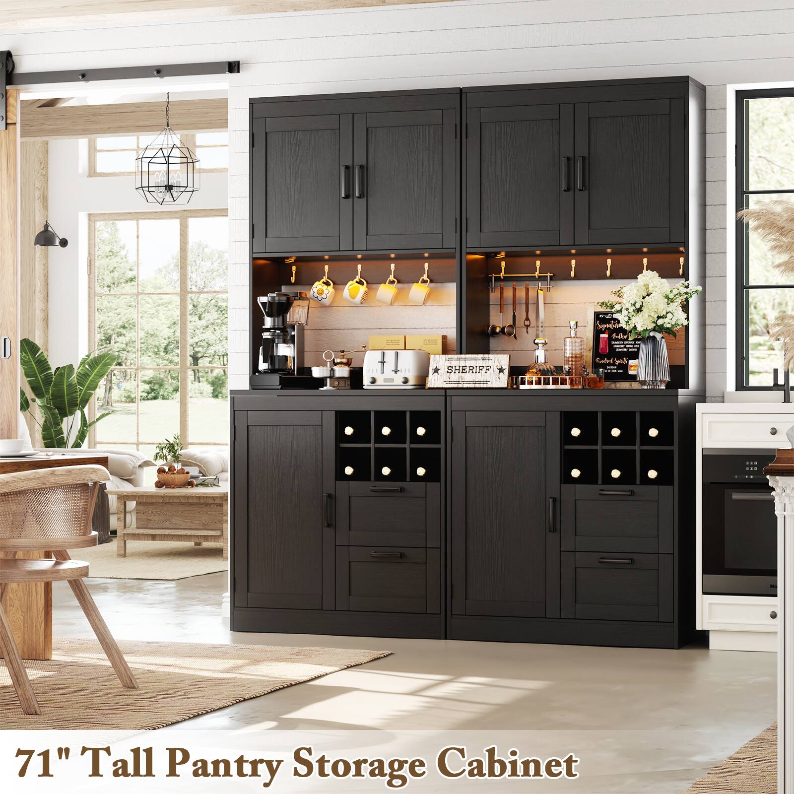 71" Tall Pantry Storage Cabinet
