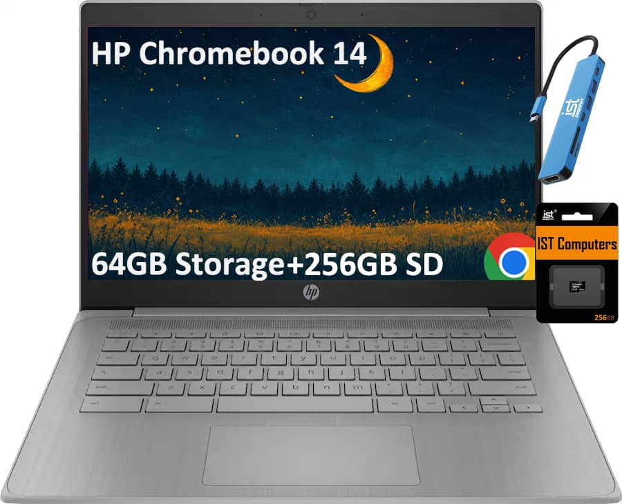 "HP - 14"" Chromebook - Intel Celeron N4500 2021 - 4GB RAM - 64GB + 256GB IST SD Card - IST HUB - Google Assistant - Chrome OS - Modern Grey" price history on PriceWatchPro