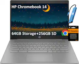 HP - 14" Chromebook - Intel Celeron N4500 2021 - 4GB RAM - 64GB + 256GB IST SD Card - IST HUB - Google Assistant - Chrome OS - Modern Grey