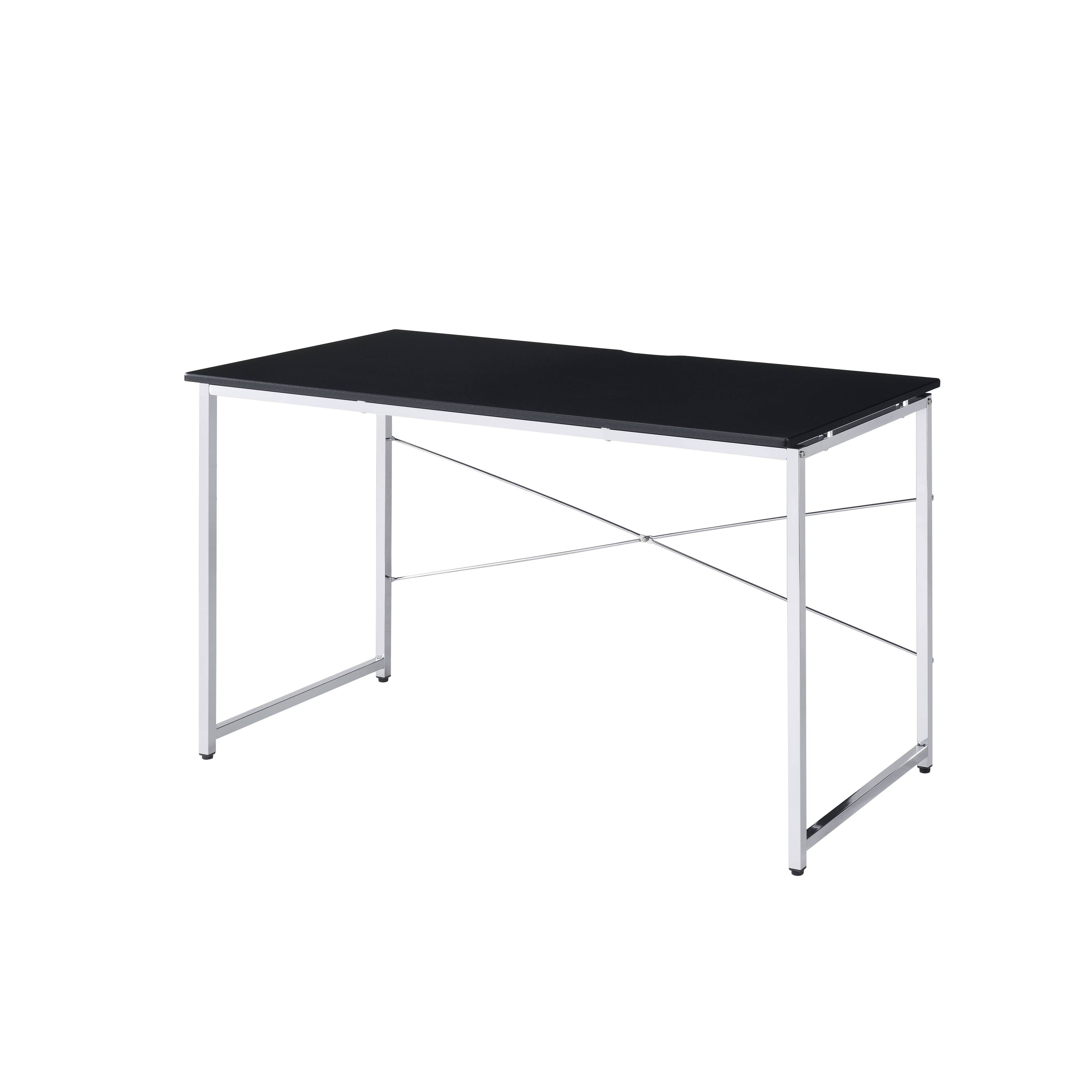 Back. TinyHomie - Tennos Black and Chrome Finish Writing Desk - Black.
