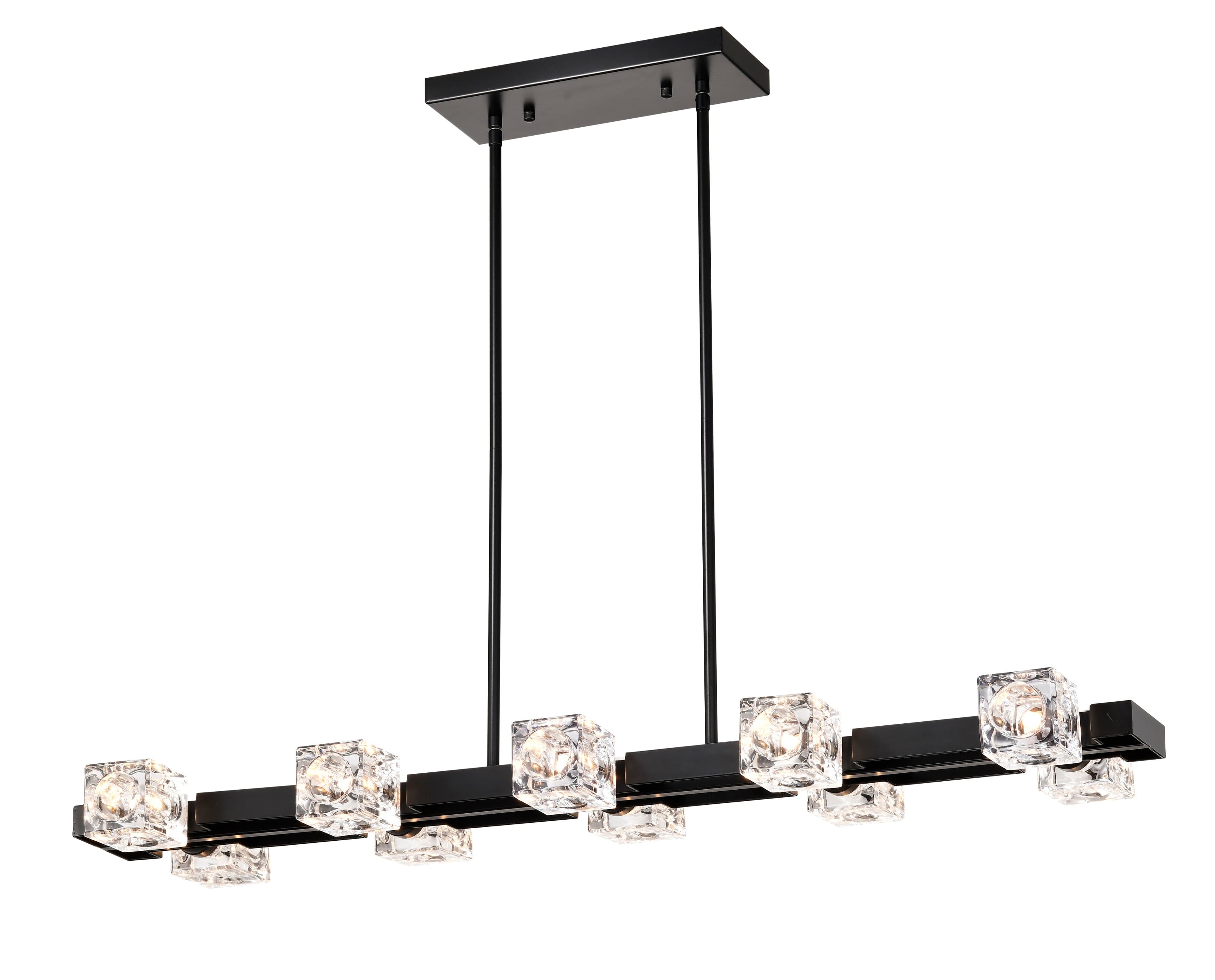 APRILSOUL - Rectangle Chandelier for Dining Room 10-Light Black Farmhouse Linear Pendant Light Fixture