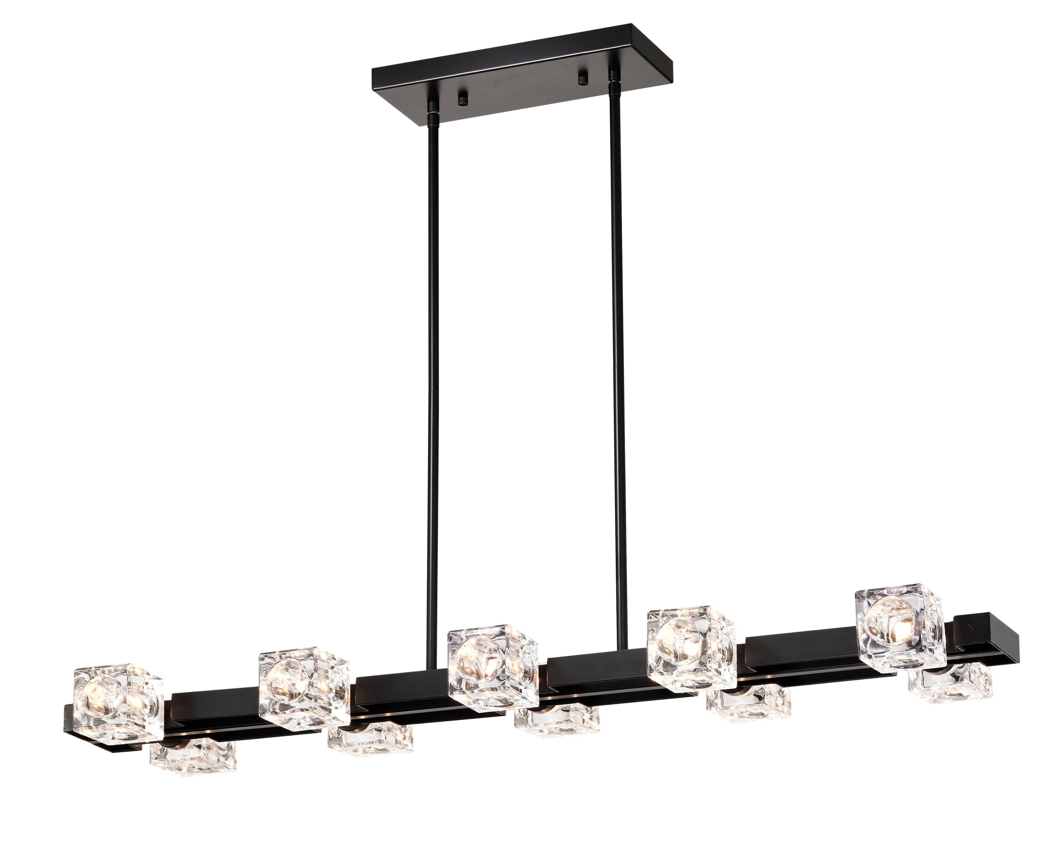 Front. APRILSOUL - Rectangle Chandelier for Dining Room 10-Light Black Farmhouse Linear Pendant Light Fixture.