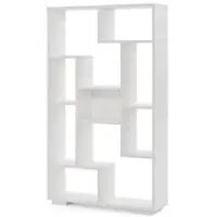 Costway - 47" Tall Bookshelf Modern Geometric Bookcase with Open Shelves Anti-tipping Kits - White - Front_Zoom