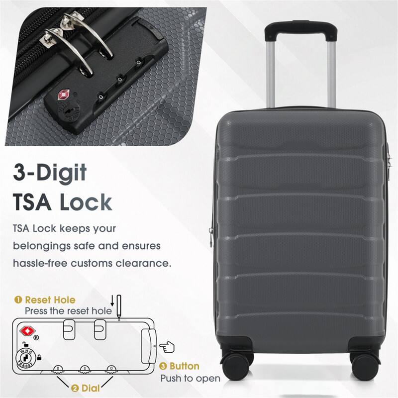 SHG 3-Digit TSA Lock  
TSA Lock keeps your belongings safe and ensures hassle-free customs clearance.  

1. Reset Hole  
Press the reset hole  

2. Dial  

3. Button  
Push to open