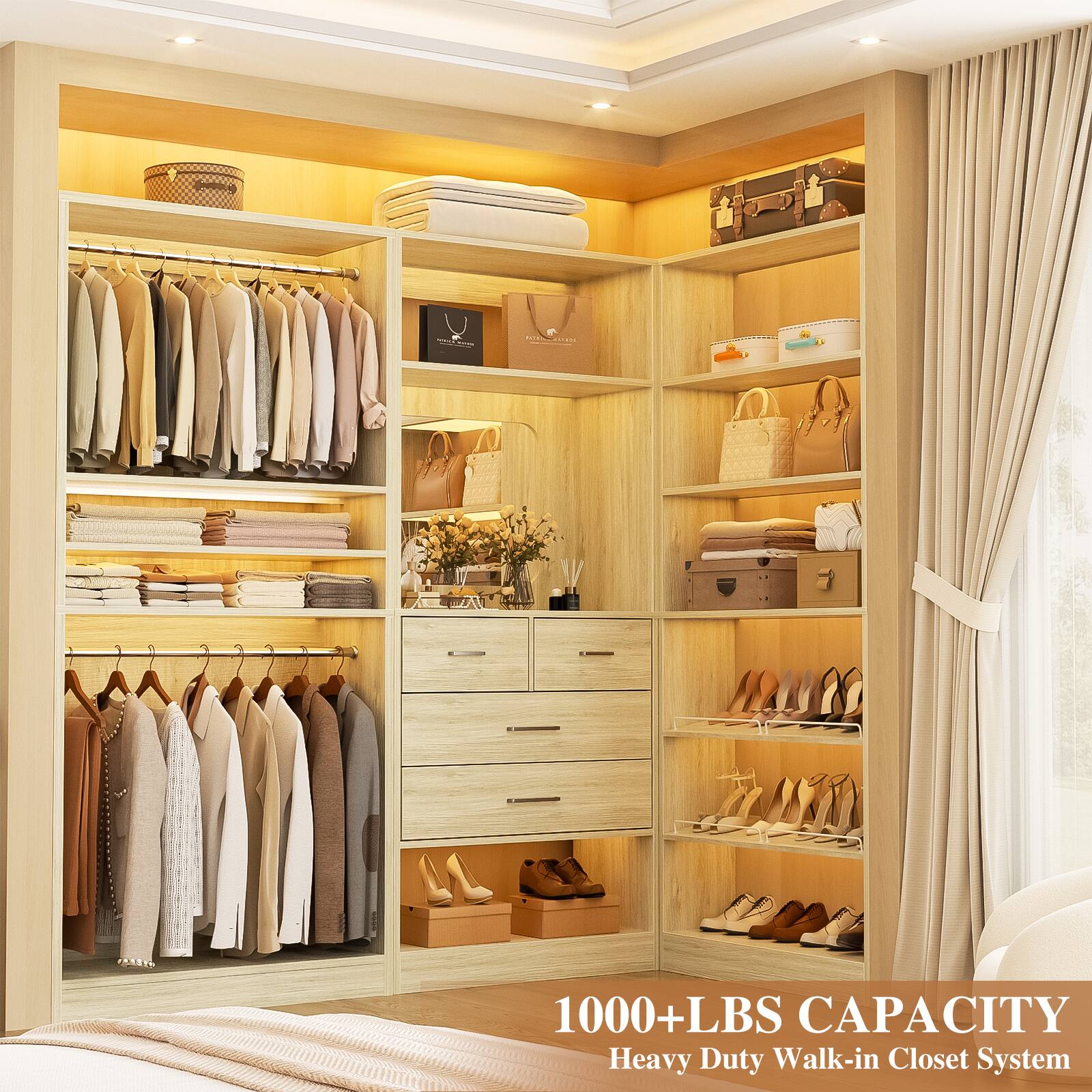 1000+LBS CAPACITY Heavy Duty Walk-in Closet System
