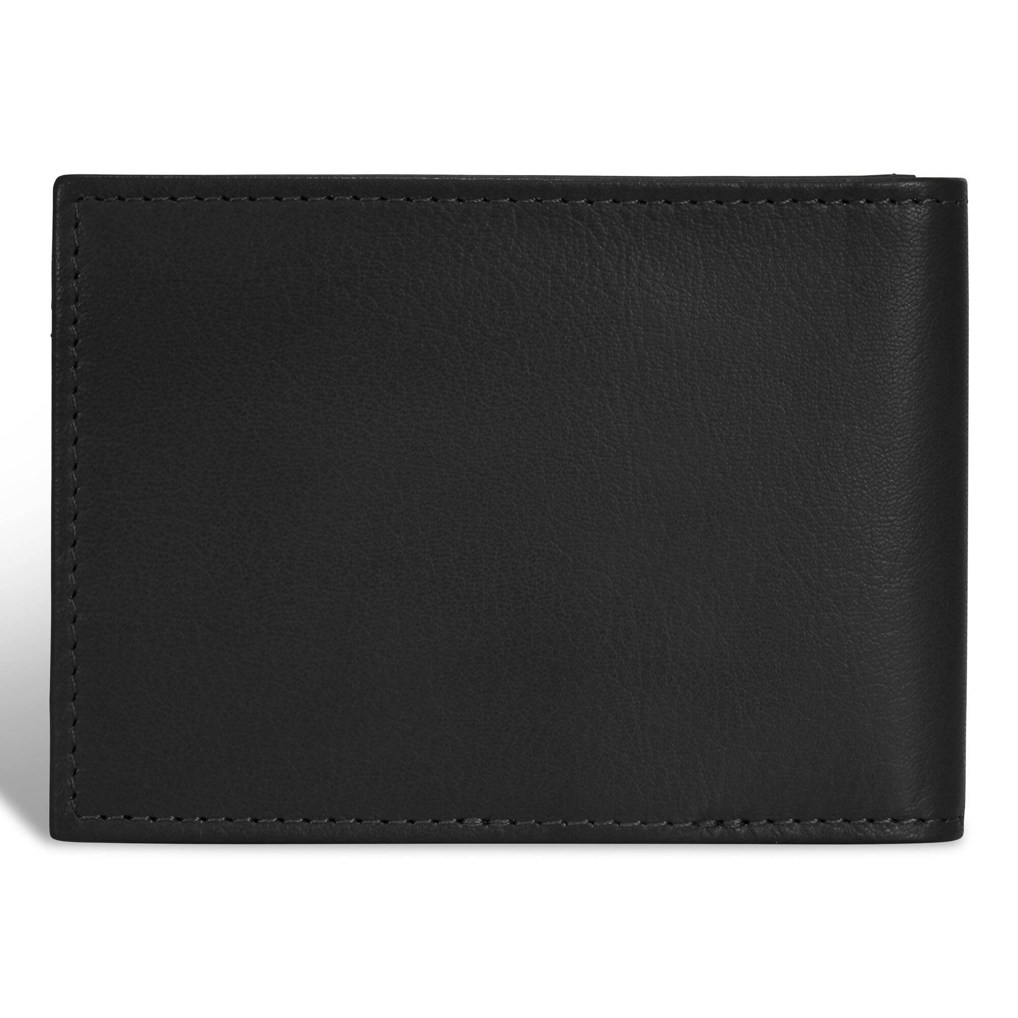 Left. Champs - Onyx Collection Leather Bi-Fold Clip Wallet - Black.