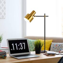 Oumilen - 24.6in Modern Metal Table Lamp – Black & Gold Adjustable Desk Lamp with Rotatable Head, E26