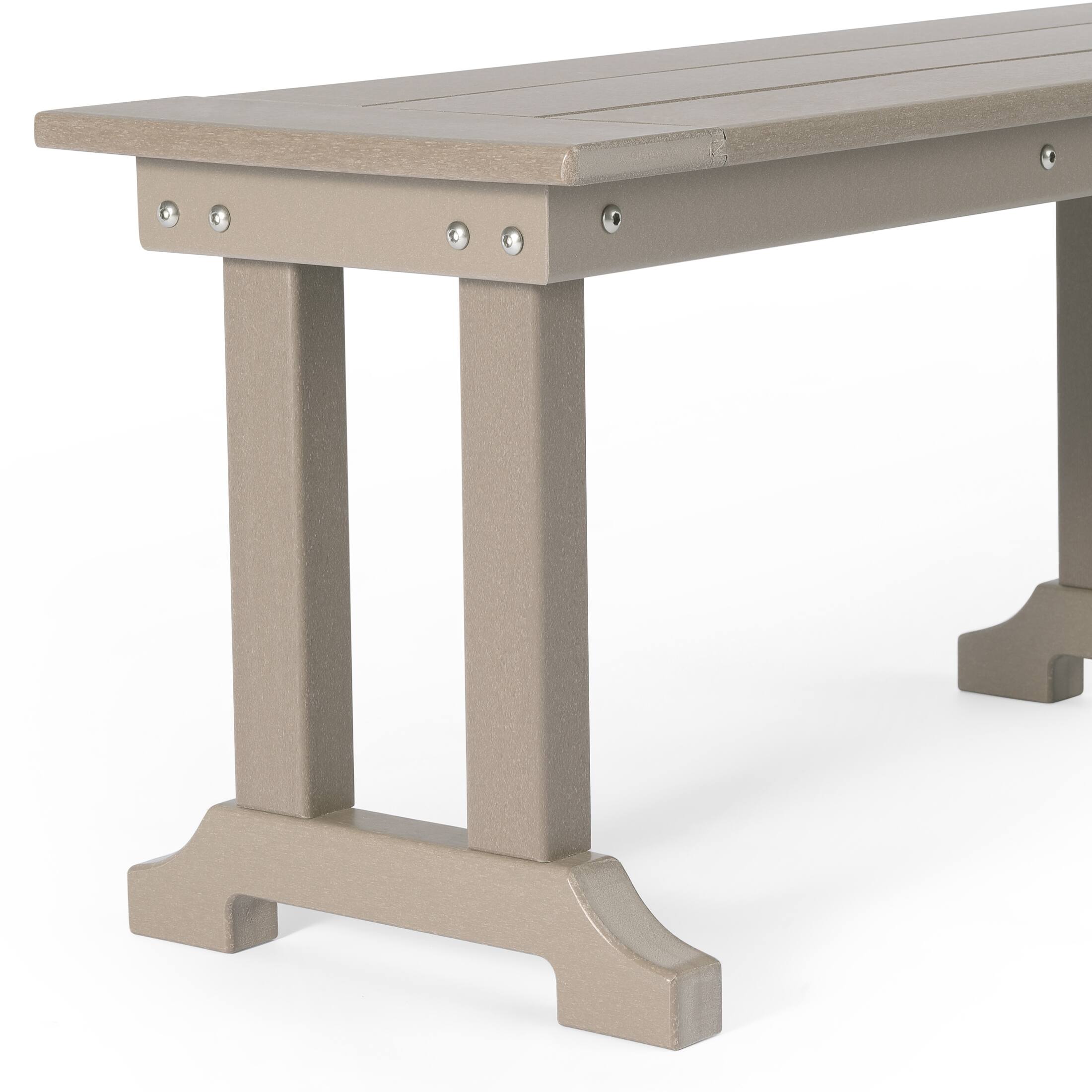 Alt View 3. WestinTrends - WestinTrends Malibu 65" Outdoor Patio Trestle Dining Bench - Weathered Wood.