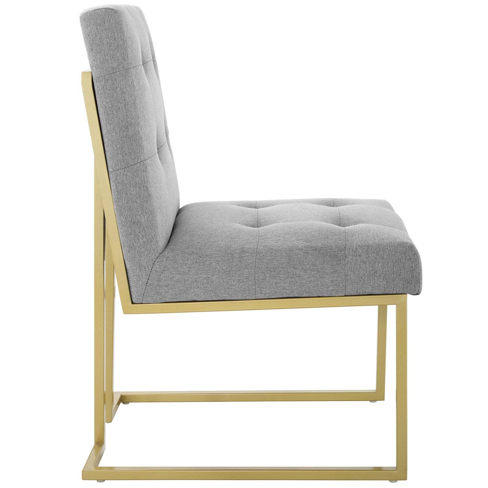 Back. Modway - Privy Gold Stainless Steel Upholstered Fabric Dining Accent Chair by Modway - Gold Light Gray.