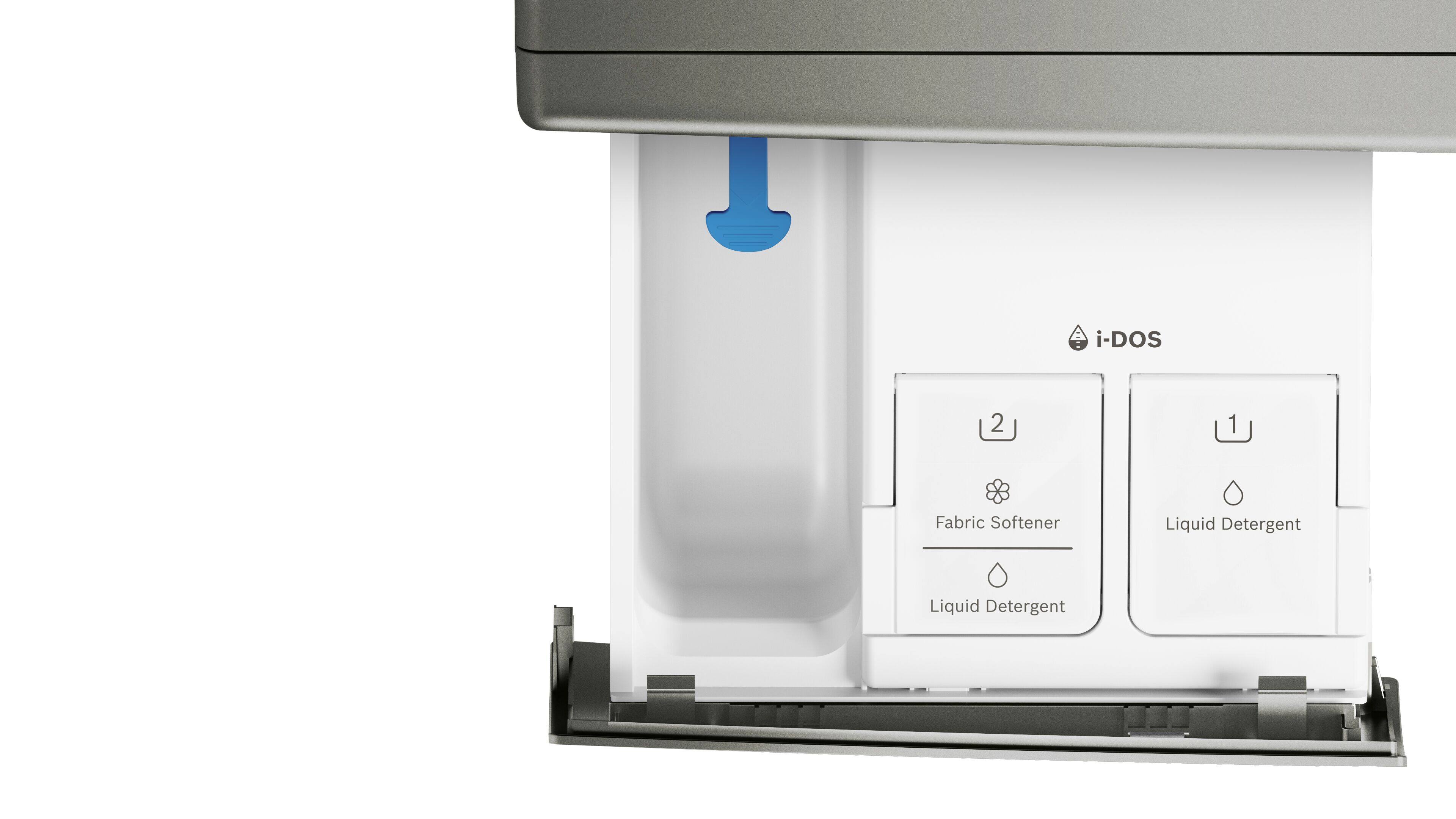 The text on the image reads: i-DOS 2 1 Fabric Softener Liquid Detergent Liquid Detergent.