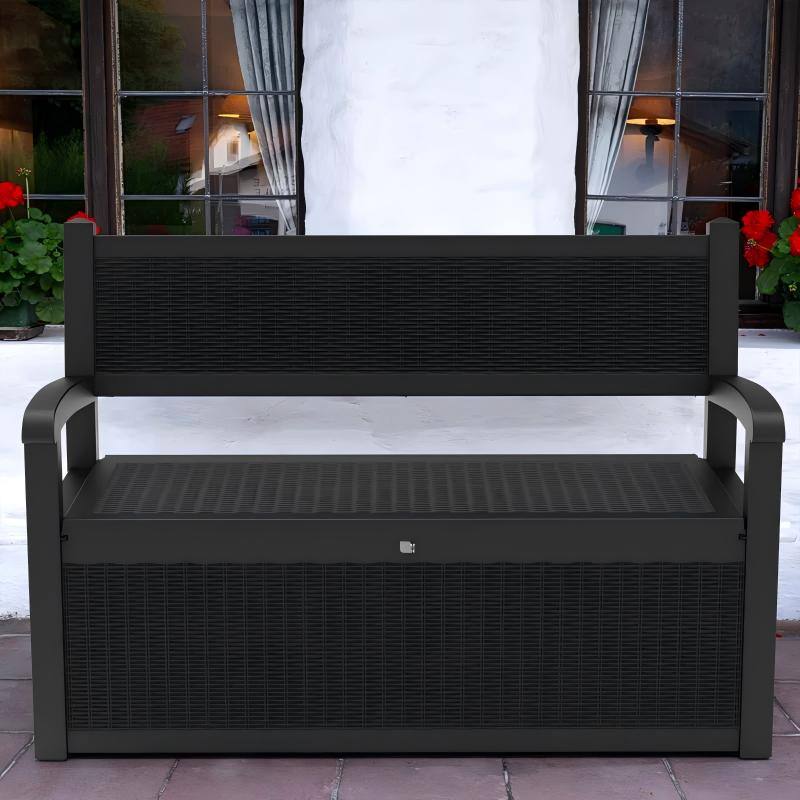 Alt View 2. Chic Crate - 70-Gal Resin Bench Deck Storage Box - Black.