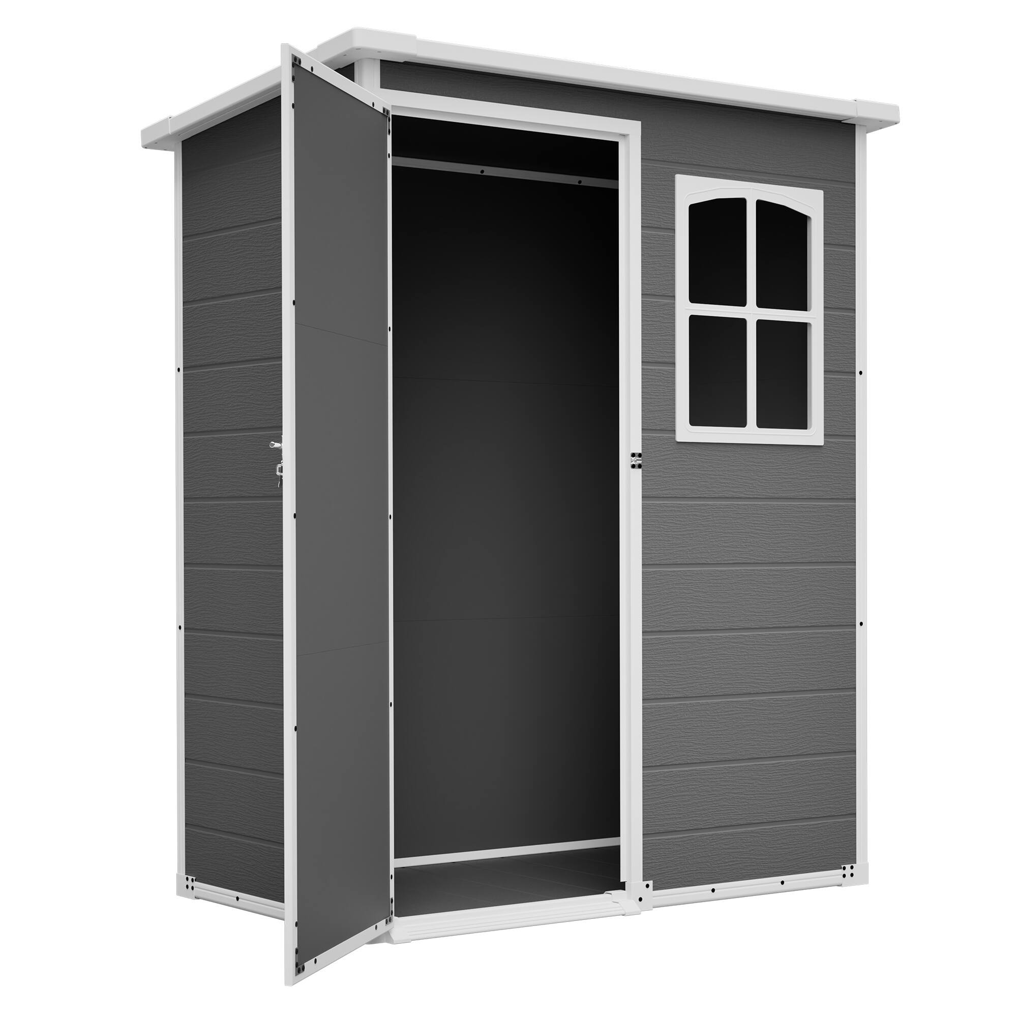 Alt View 10. Loheer - Loheer 5x3 Resin Outdoor Storage Shed Waterproof Garden Tool Shed with Floor Lockable Gray Plastic Shed.