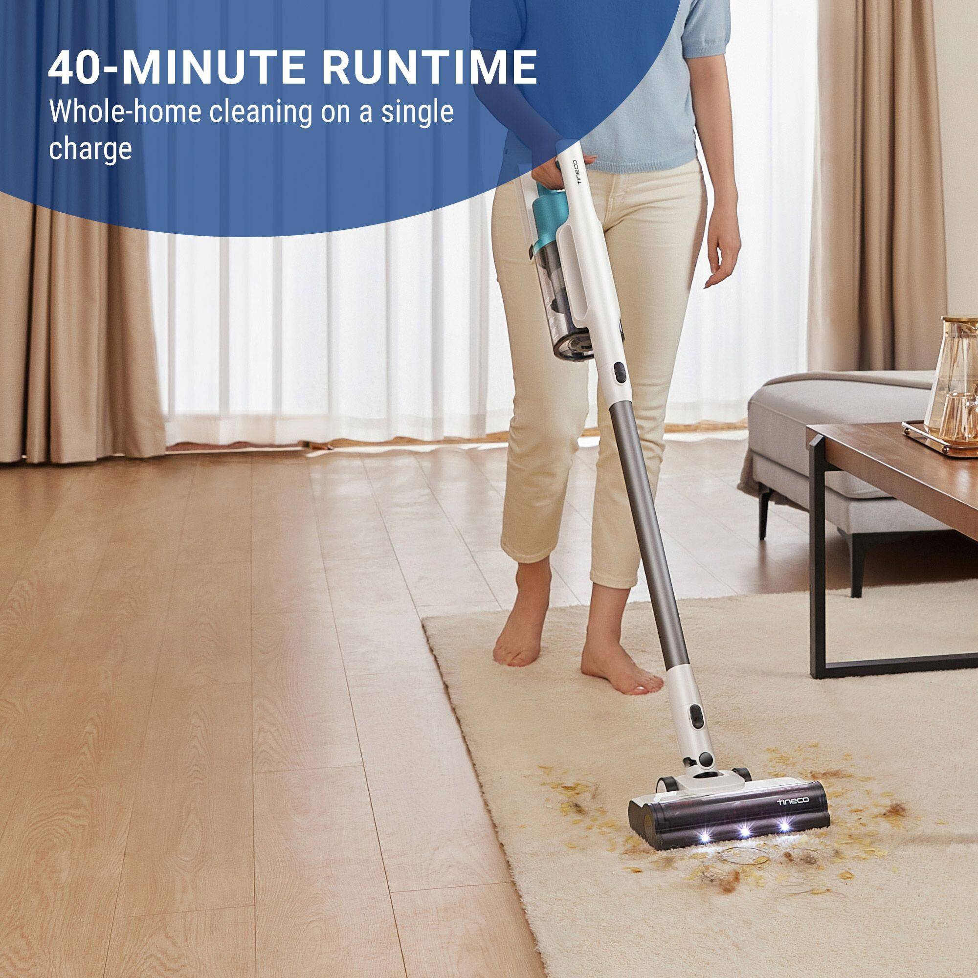 40-MINUTE RUNTIME  
Whole-home cleaning on a single charge