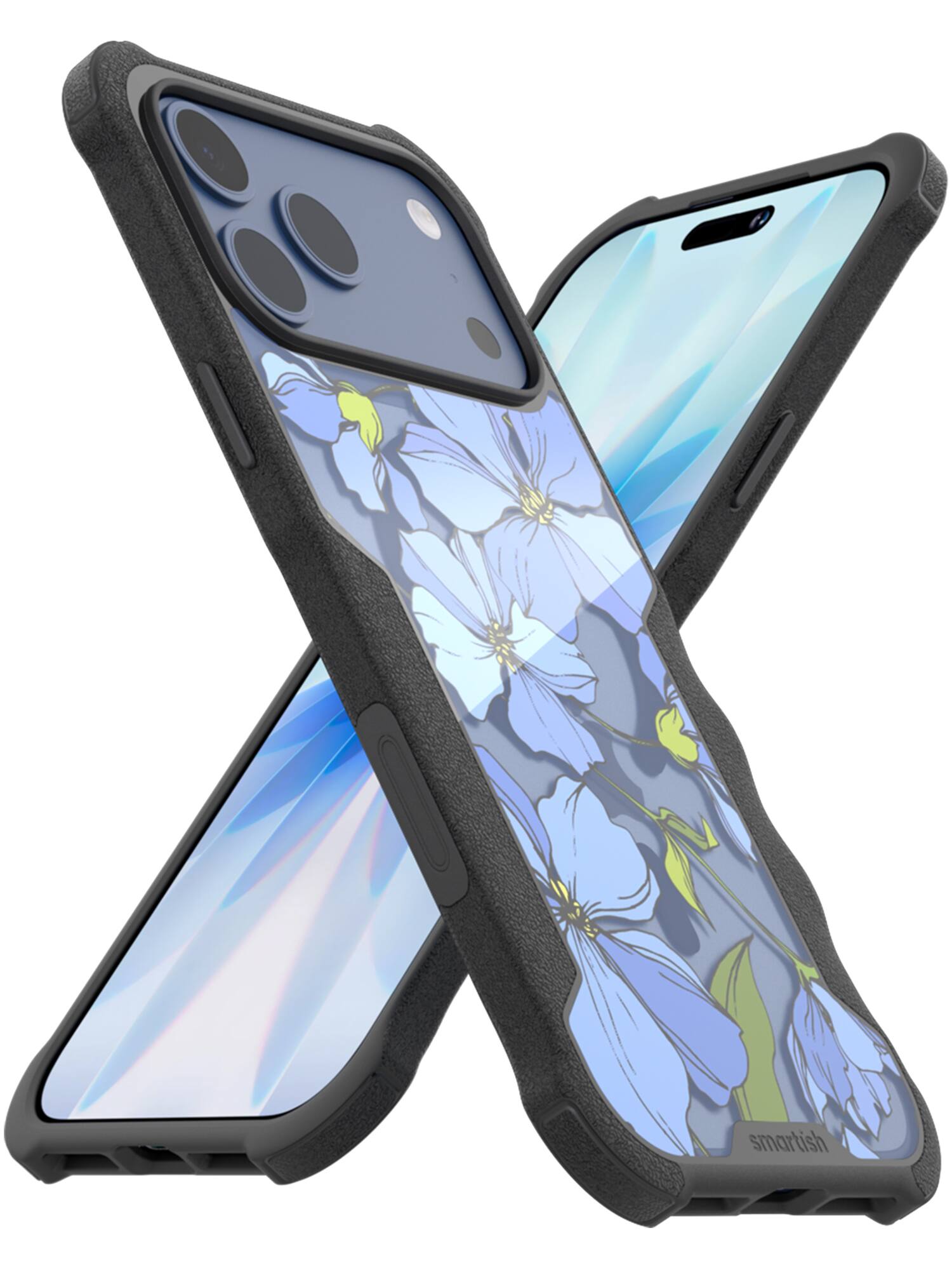 Front. Smartish - Smartish iPhone 17 Pro Max MagSafe Case - Gripzilla - Protective Grip Heavy Duty Cover - Blue Blossoms - [Blue Blossoms].