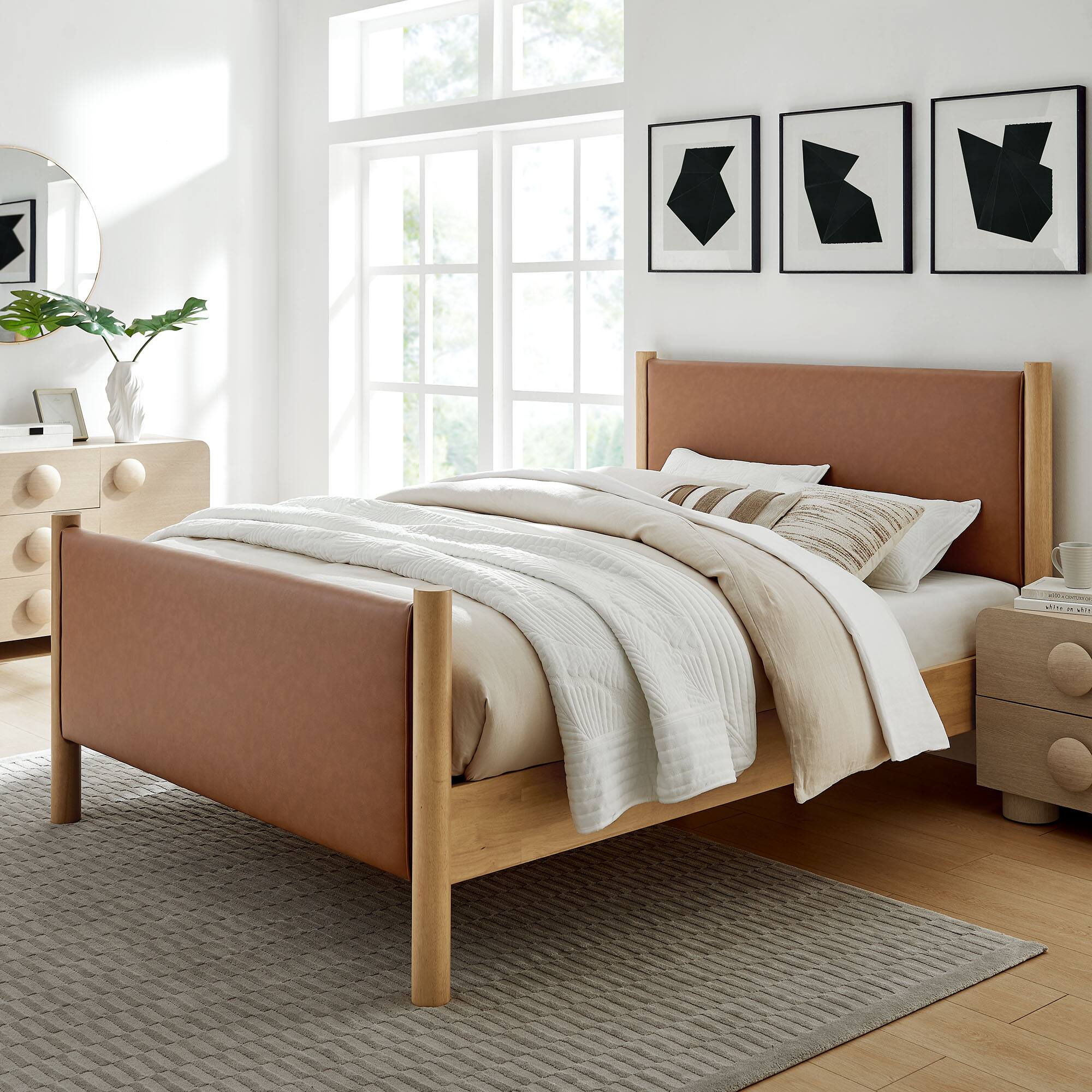 Alt View 5. Modway - Luella Upholstered Fabric Queen Platform Bed - Brown.
