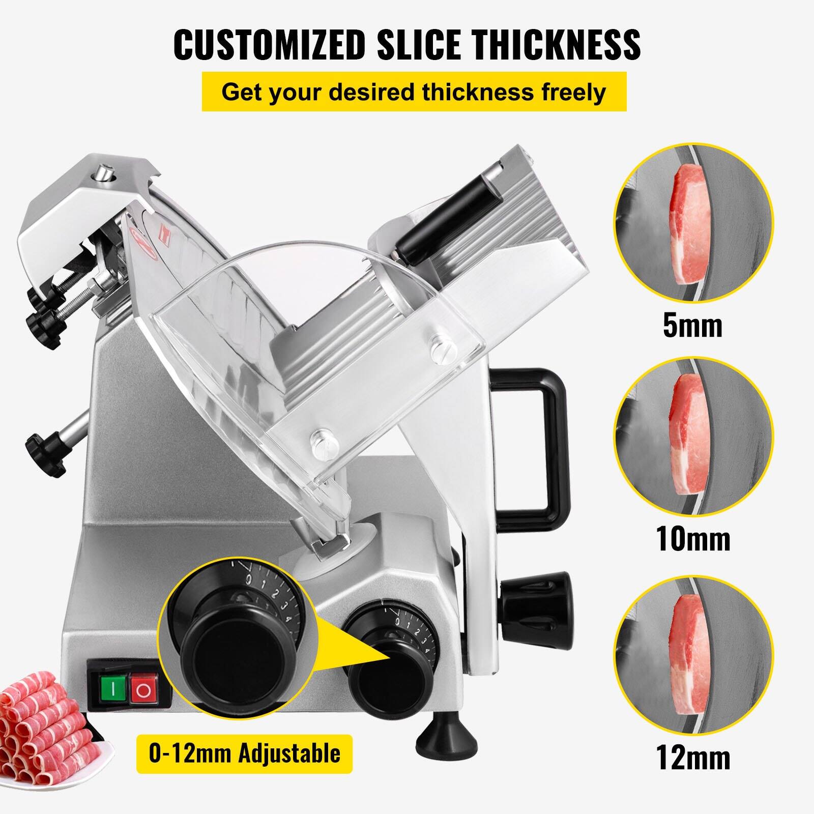 CUSTOMIZED SLICE THICKNESS  
Get your desired thickness freely  

0-12mm Adjustable  

5mm  
10mm  
12mm