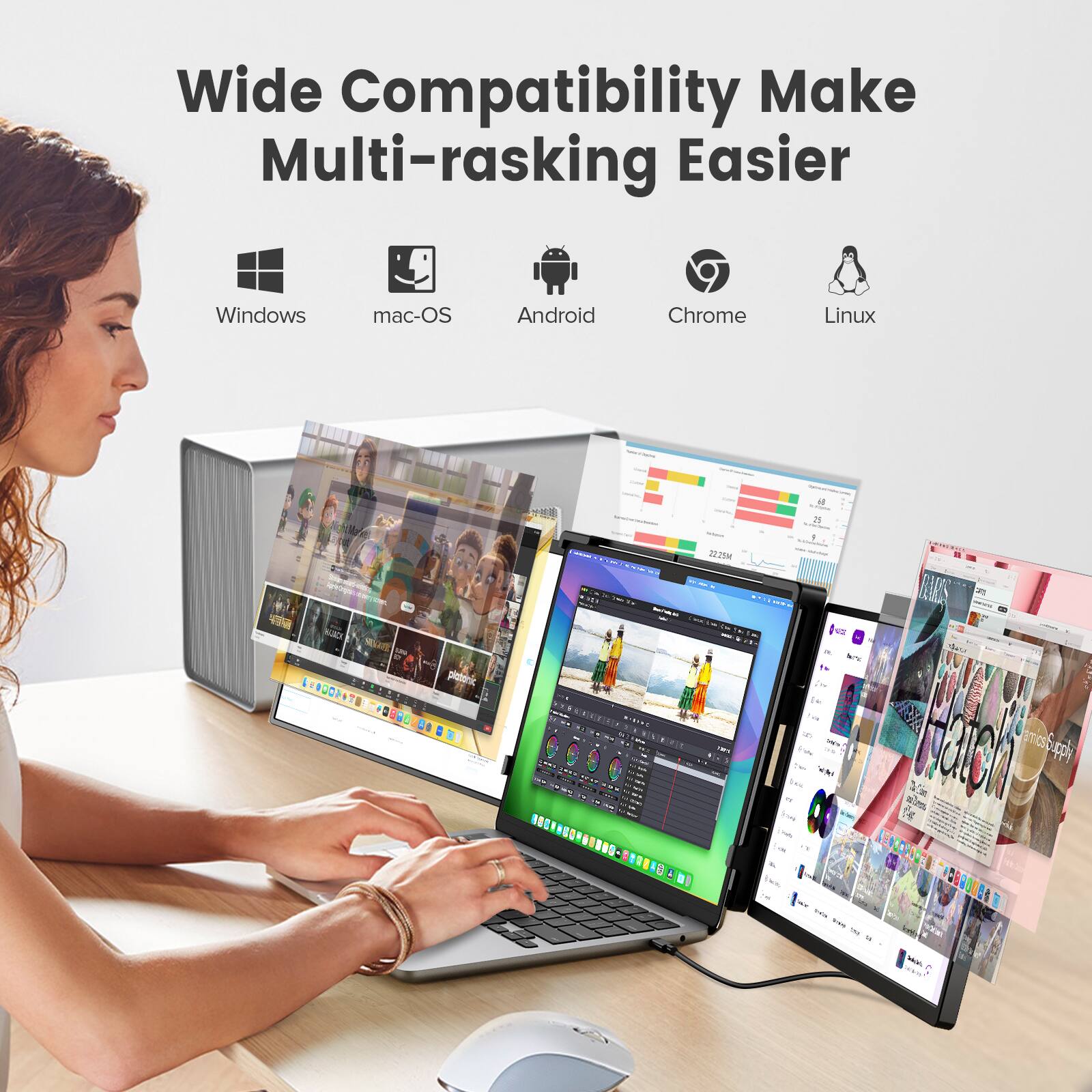Wide Compatibility Make Multi-tasking Easier

Windows  
mac-OS  
Android  
Chrome  
Linux