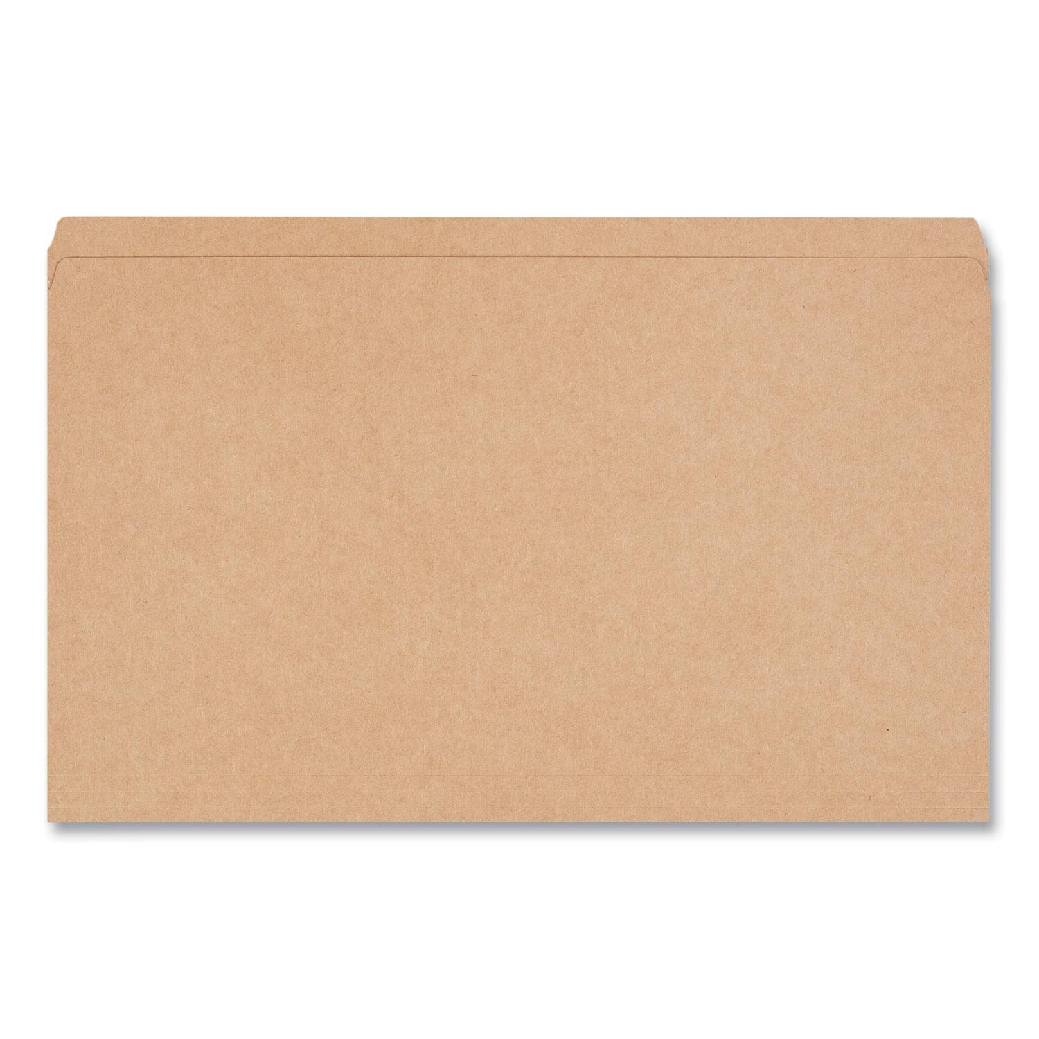 Left. Universal - Reinforced Kraft Top Tab File Folders, Straight Tabs, Legal Size, 0.75" Expansion, Brown, 100/Box.