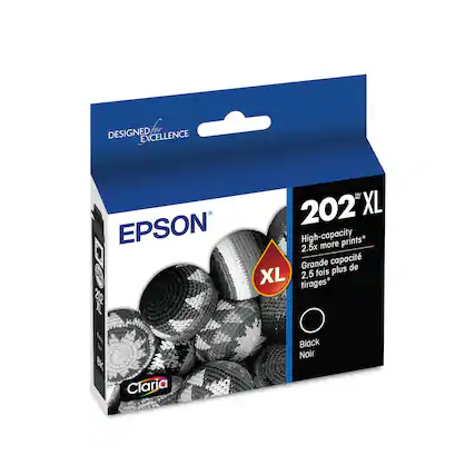 Designed for Excellence Epson 200 1M ME 202" XL High-capacity more prints* 2.5x Grande capacit plus de XL 2,5 fois tirages* BA S BK Claria Black Noir