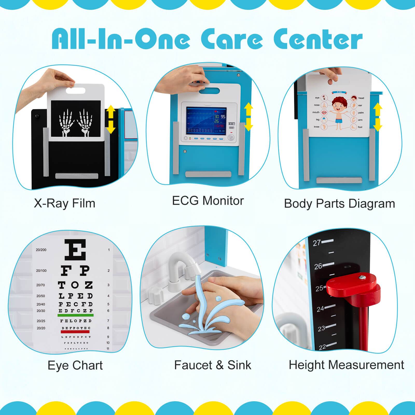 All-In-One Care Center

- X-Ray Film
- ECG Monitor
- Body Parts Diagram
- Eye Chart
- Faucet & Sink
- Height Measurement