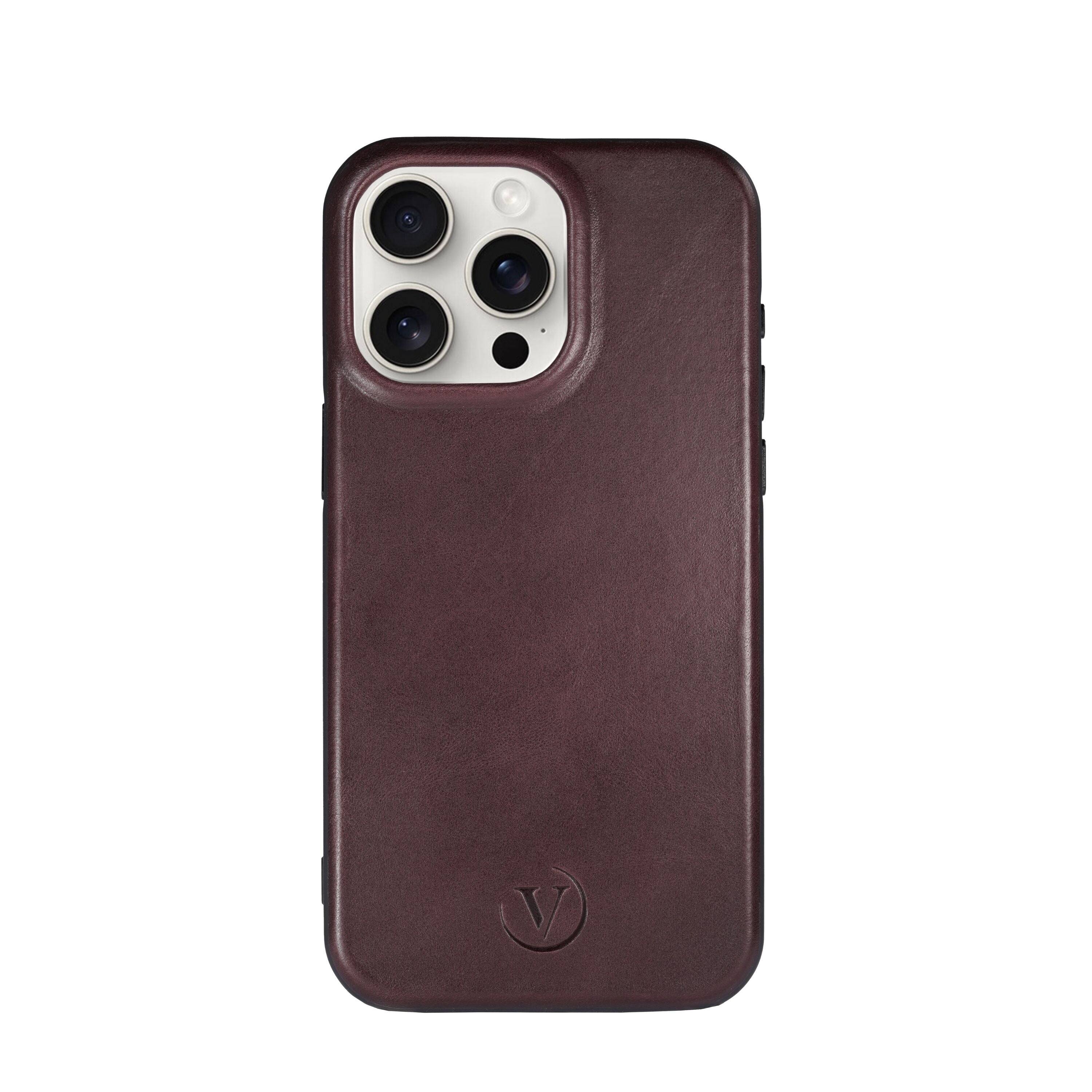 Front. Vionentus - iPhone 15 Pro Max Elite Leather Case - Dark Brown - dark-brown.