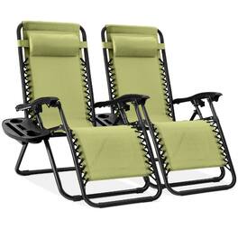 Best Choice Products - Set of 2 Zero Gravity Lounge Chair Recliners for Patio, Pool w/ Cup Holder Tray - /Black - Dusty Green