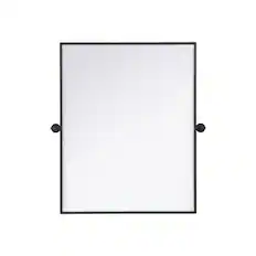 Front. Elegant Kitchen and Bath - Amoura 30X36 Pivot Mirror In Black - Black.