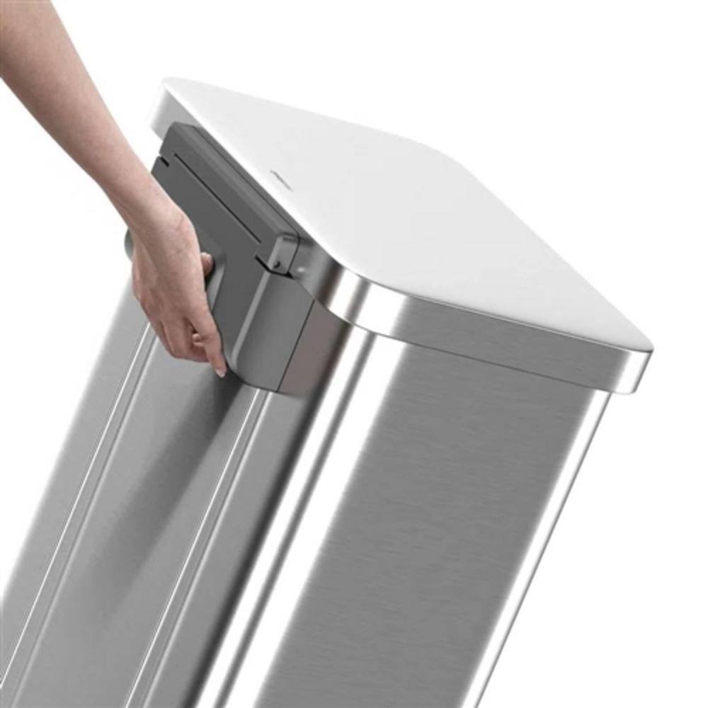 Left. Hivvago - 20-Gallon Sturdy Stainless Steel Kitchen Trash Can with Step-on Lid - Silver.