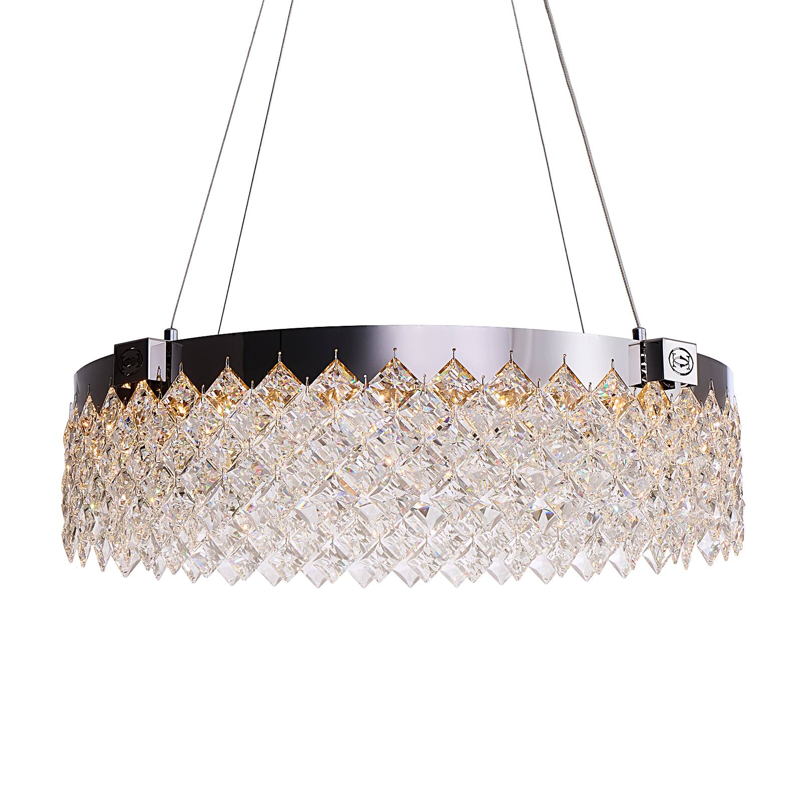 Alt View 9. Siljoy - 24-inch Modern Round Alabaster LED Chandelier Dimmable Adjustable Height for Living Room Foyer and Bedroom - Chrome.
