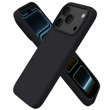 Front. Ornarto - ORNARTO Designed for iPhone 17 Pro Case 6.3", Liquid Silicone Soft Gel Shockproof Protective Case-Black - Black.