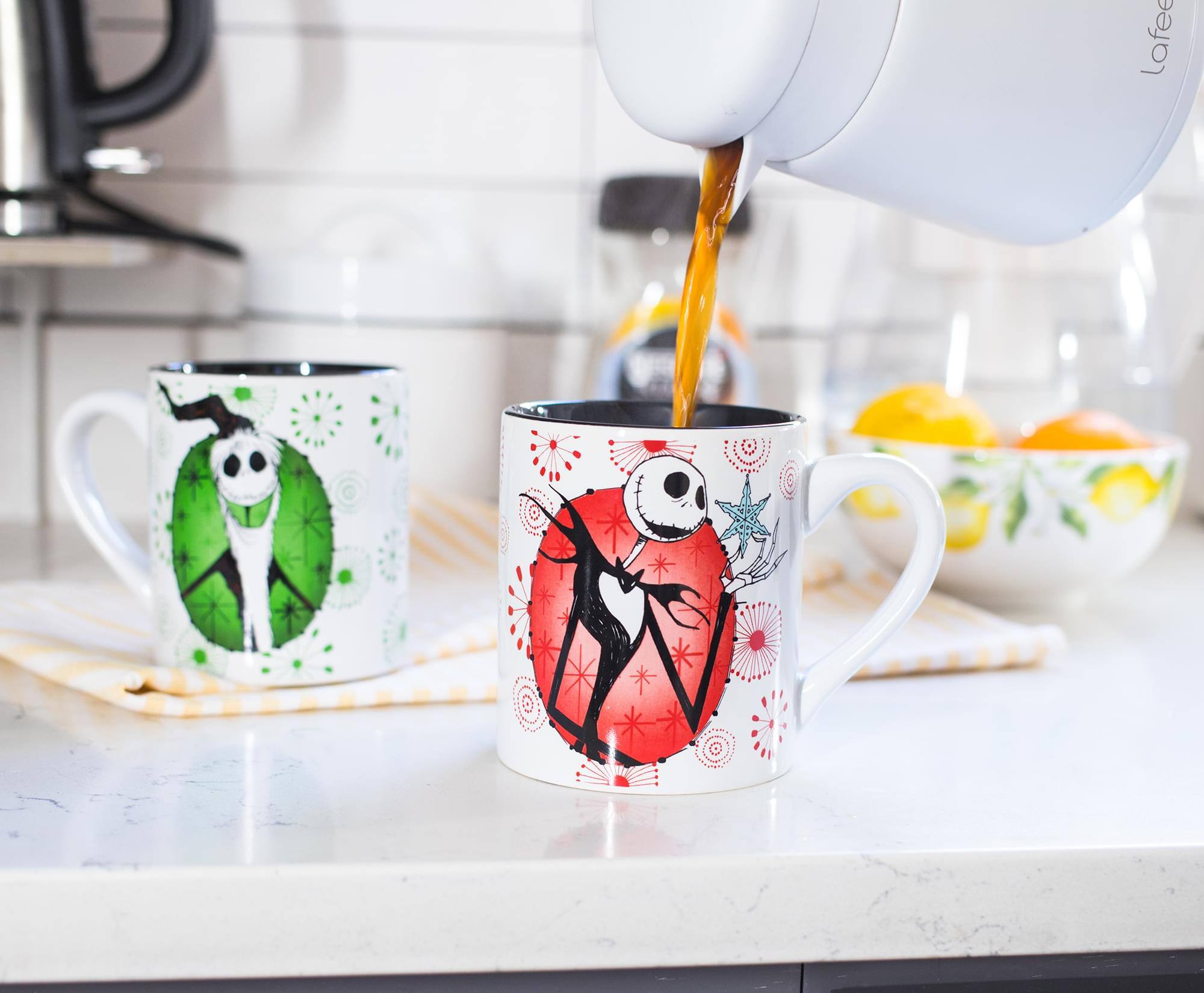 Alt View 10. Disney - Nightmare Before Christmas Jack Holiday Mugs, Set of 2 | Each Holds 14 Ounces - White.