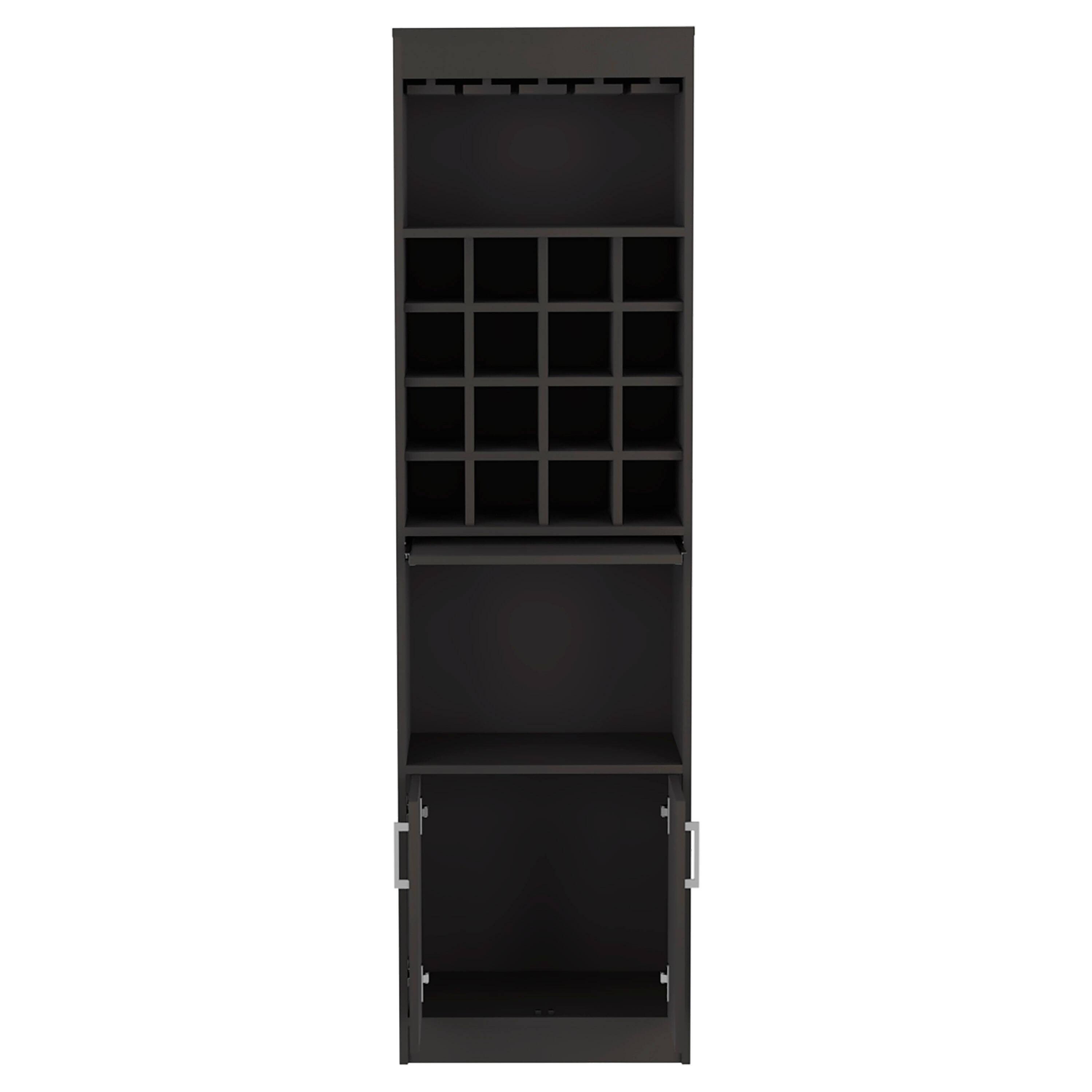 Alt View 1. TinyHomie - Kava Bar Cabinet 16 Built-in Wine Rack Two Door Cabinet Two Shelves Black.