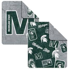 Logo Brands - Michigan State Spartans 50- x 60- Dream Weave Throw Blanket - Hunter Green