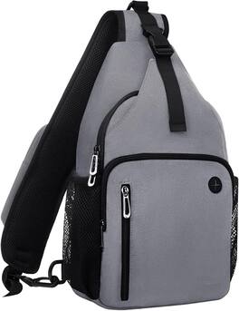 mosiso - Sling Bag Crossbody Shoulder Bag Travel Hiking Daypack Chest Bag with Front Square Pocket&USB Charging Port - Gray