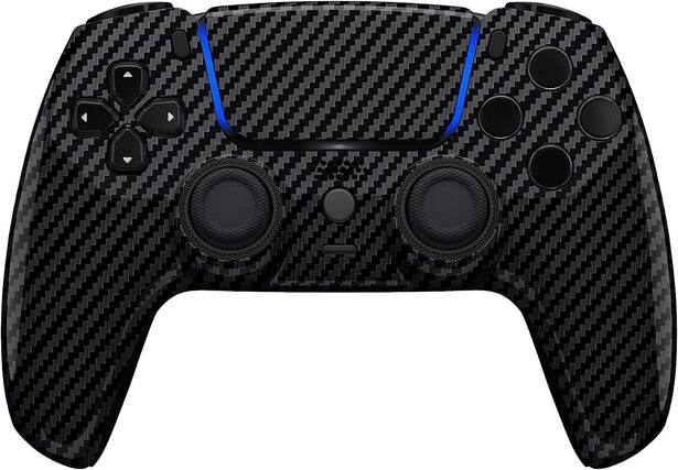 Front. Custom Controllerzz - Custom Wireless Controller for PS5 - Glossy Carbon Fiber.
