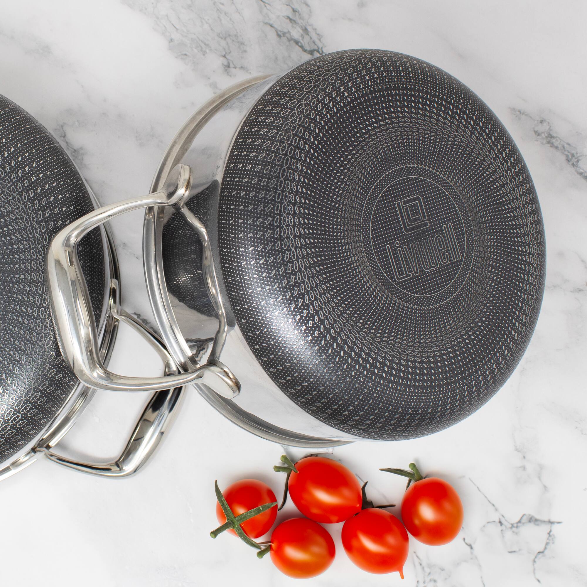 Alt View 7. Livwell Brands - DiamondClad™ 3 Quart Hybrid Nonstick Stainless Steel Stock Pot and Lid, Dishwasher Safe, PFOA-free – Silver/Black - Black/Silver.