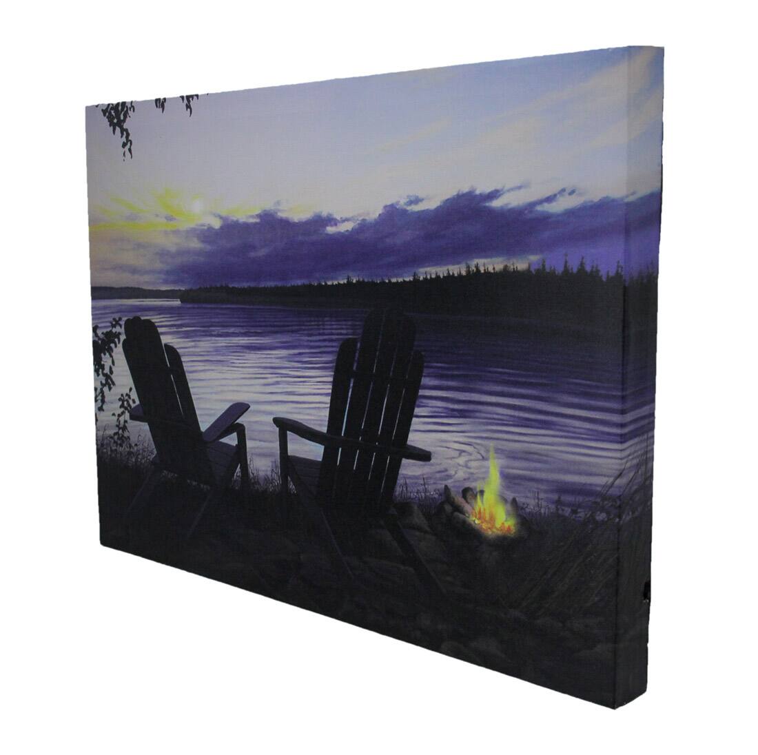 Alt View 1. Zeckos - Lighted Canvas Otter Way Fish Shore by Cherie Serrano 17.75 Inches Long - Violet.