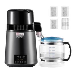 VEVOR - Water Distiller, 4L 1.1 Gallon Pure Water Purifier Filter For Home Table Countertop,1750W Distilled Maker with Glass Pot - Dark Gray