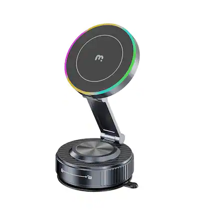Front. Mybat Pro - MyBat Pro PowerVac Wireless Charging Magnetic Vacuum Suction Phone Mount - Black - Black.