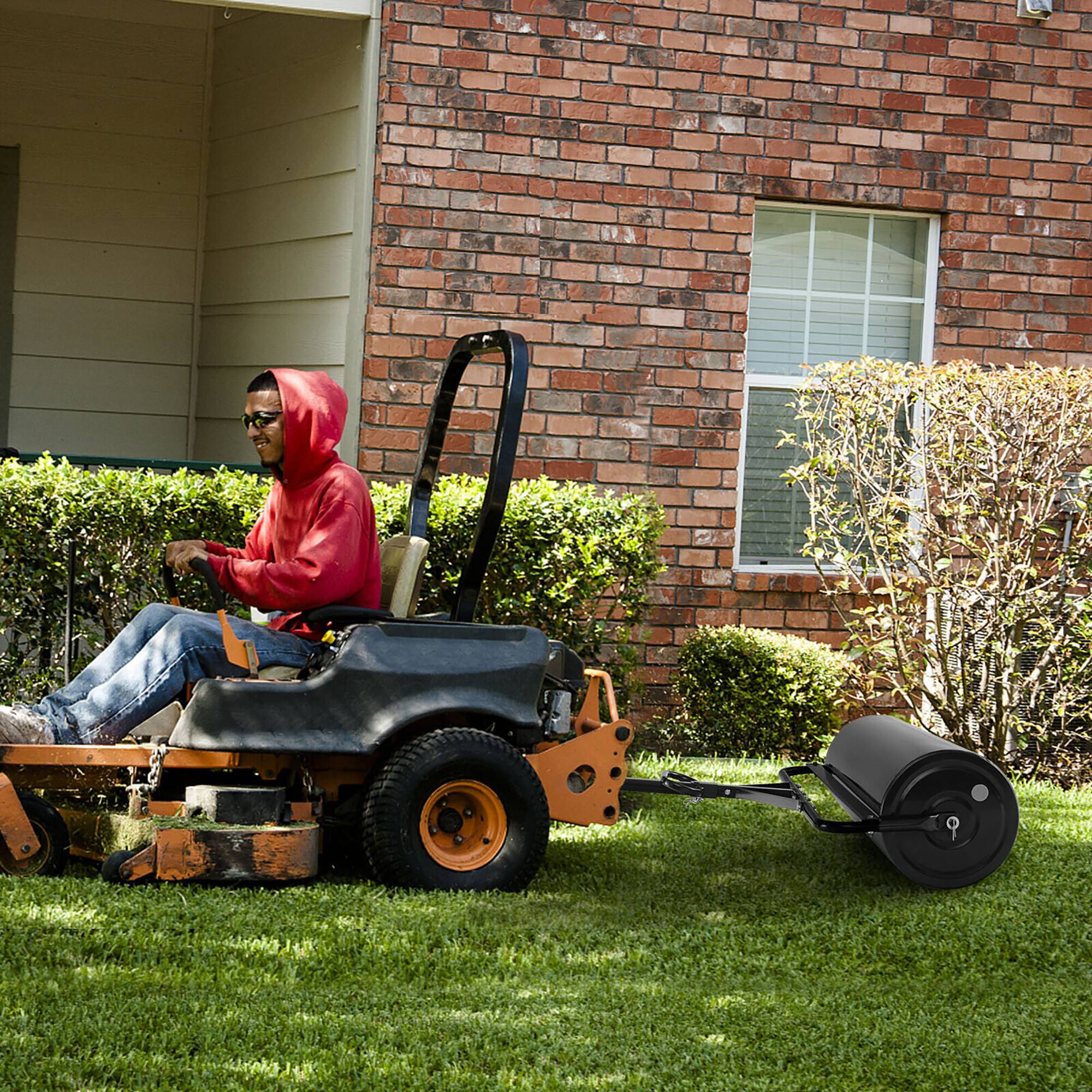 Alt View 3. Gymax - Gymax Lawn Roller Push/Tow Behind a Tractor Sod Drum Roller for Park Yard Garden Farm Black.