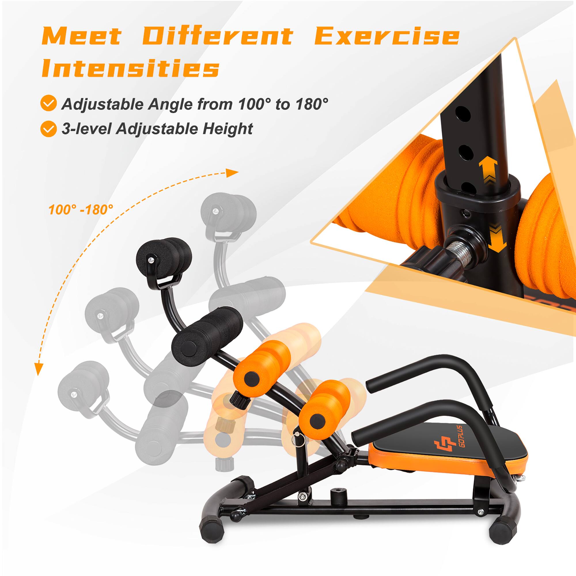 Meet Different Exercise Intensities: Adjustable Angle from 100 to 180, 3-Level Adjustable Height.