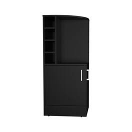 TuHome - Jakes Tall Corner Bar Cabinet with Eight Wine Bottle Cubbies and Double Door Cabinet, Living Room, Liquor Cabinet - Black