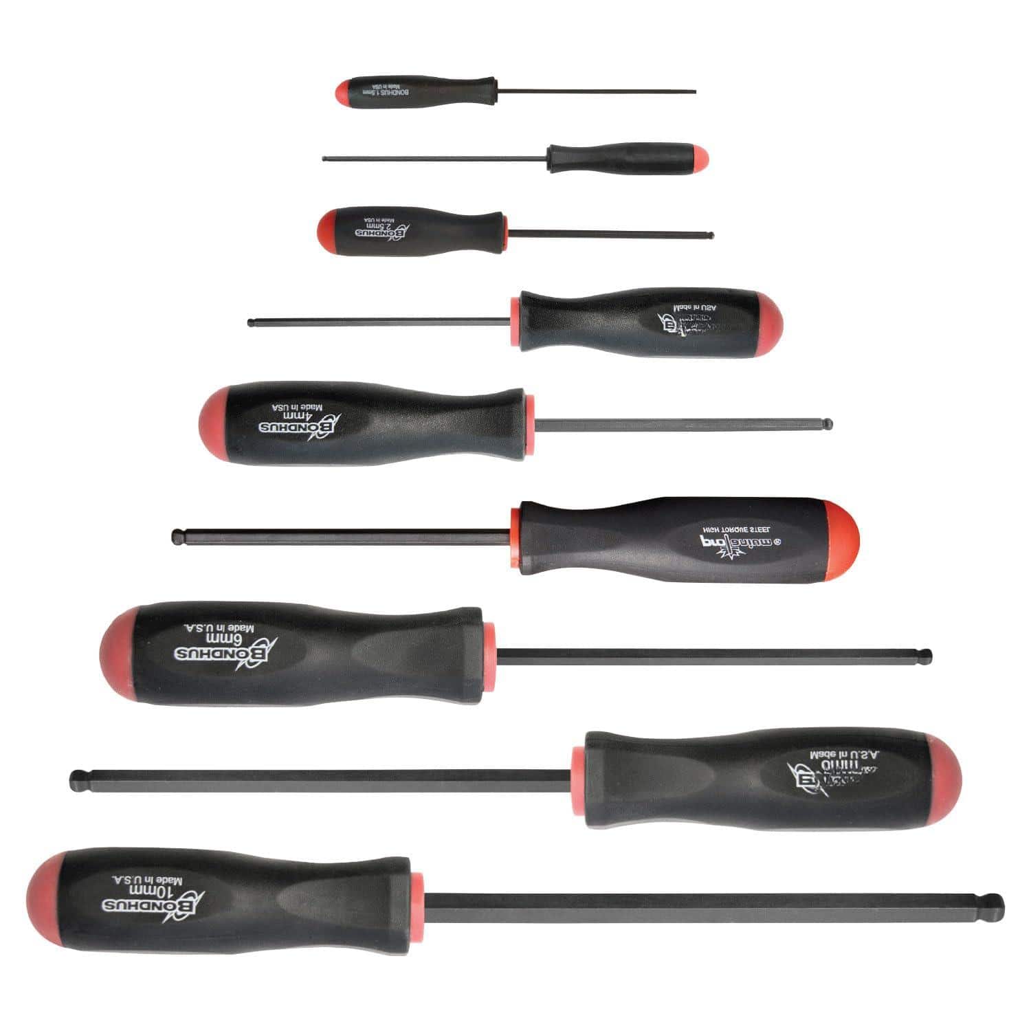 JETRANSPORT - 10699 Set Of 9 Balldriver Screwdrivers Proguard Finish Sizes 1.5-10mm Ergonomic handle design greatly - Default