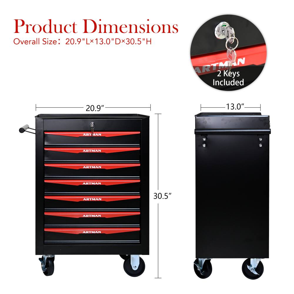 Product Dimensions  
Overall Size: 20.9"L x 13.0"D x 30.5"H  

2 Keys Included  

ARTMAN