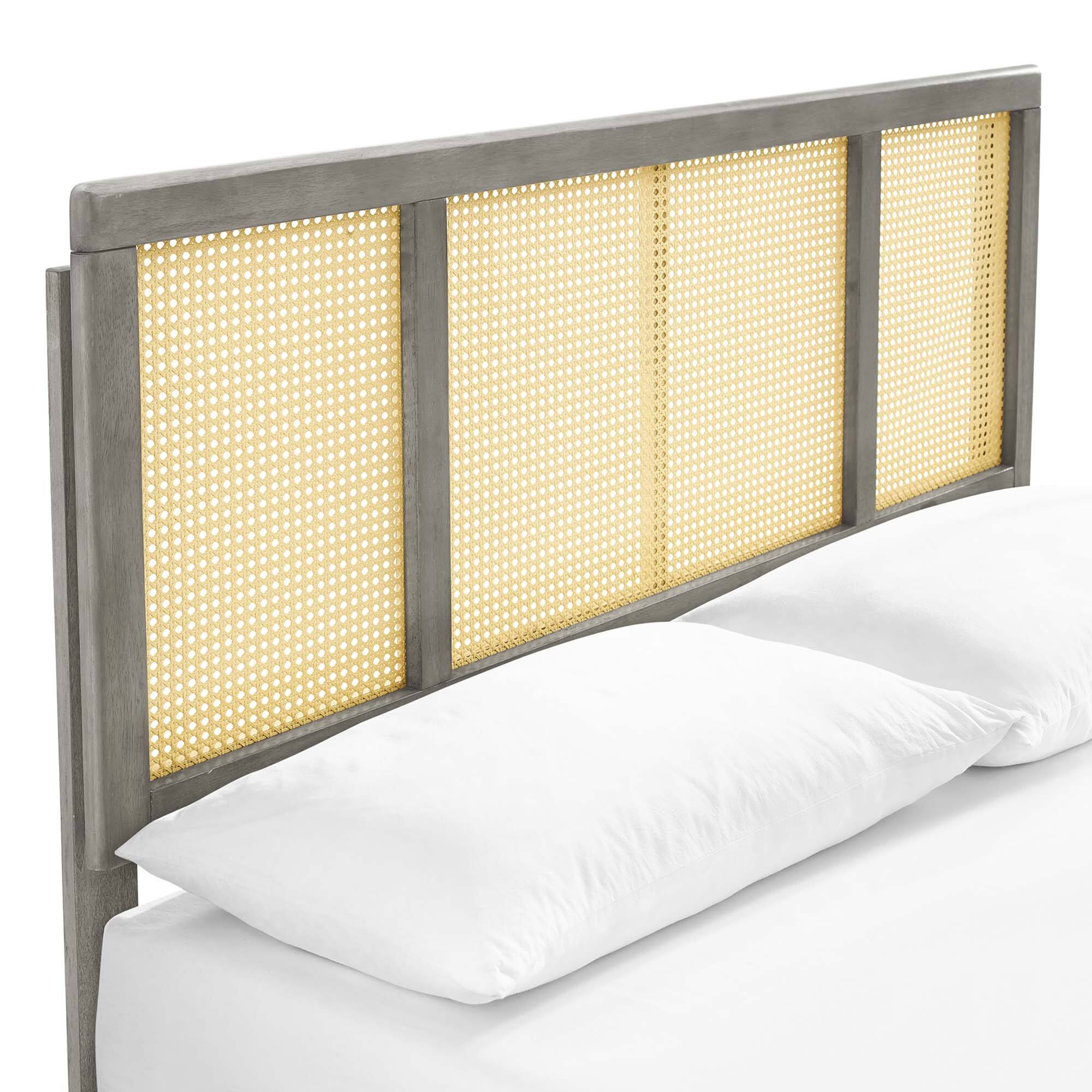 Alt View 3. Modway - Josie Vinyl Queen Platform Bed with Squared Tapered Legs - White.