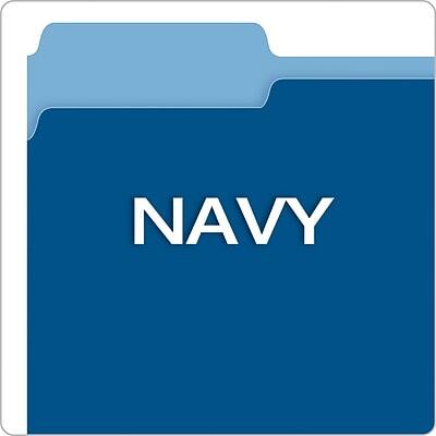 Alt View 3. Pendaflex - Pendaflex Two-Tone File Folders, 1/3-Cut Tab, Letter Size, Navy Blue, 100/Box (152 1/3 NAV) - Navy Blue.