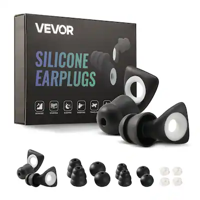 VEVOR - Ear Plugs for Sleeping Noise Cancelling, NRR 25 dB Reusable High Noise Reduction Earplugs - Black;white VEVOR - Ear Plugs for Sleeping Noise Cancelling, NRR 25 dB Reusable High Noise Reduction Earplugs - Black;white